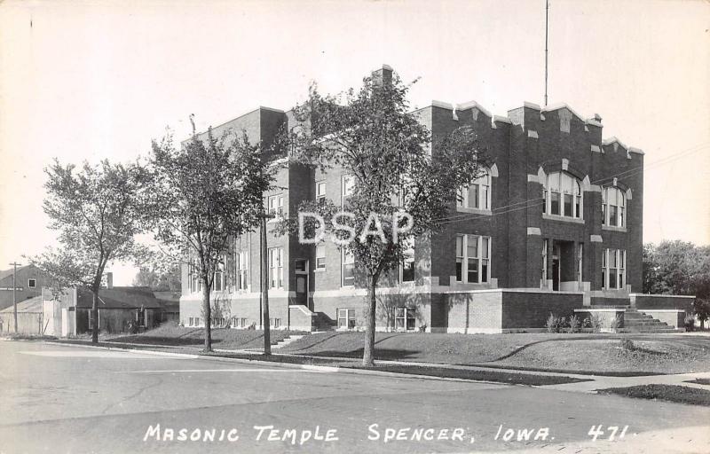 Iowa Ia Postcard Real Photo RPPC 1951 SPENCER Masonic Temple