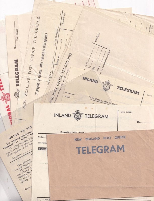 Ten New Zealand Old Vintage Post Office Telegram s Bundle