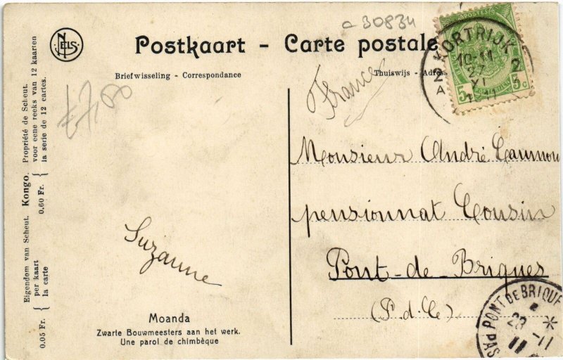 PC MOANDA UNE PAROL DE CHIMBEQUE ETHNIC TYPES BELGIAN CONGO (a30834)