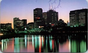 Dusk Yarra Melbourne Skyline Reflection Lights Sunset VTG Postcard UNP Unused 