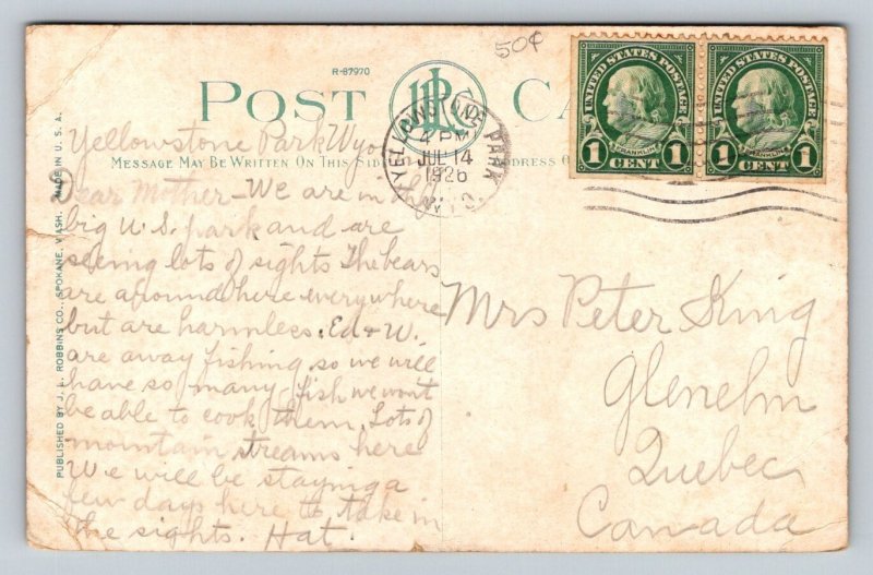 1926  Valley Ranch  Yellowstone Park  Wyoming    Postcard