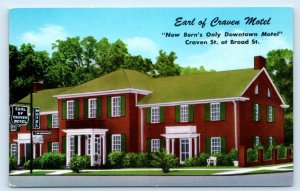 NEW BERN, North Carolina NC ~ Roadside EARL OF CRAVEN MOTEL c1950s  Postcard