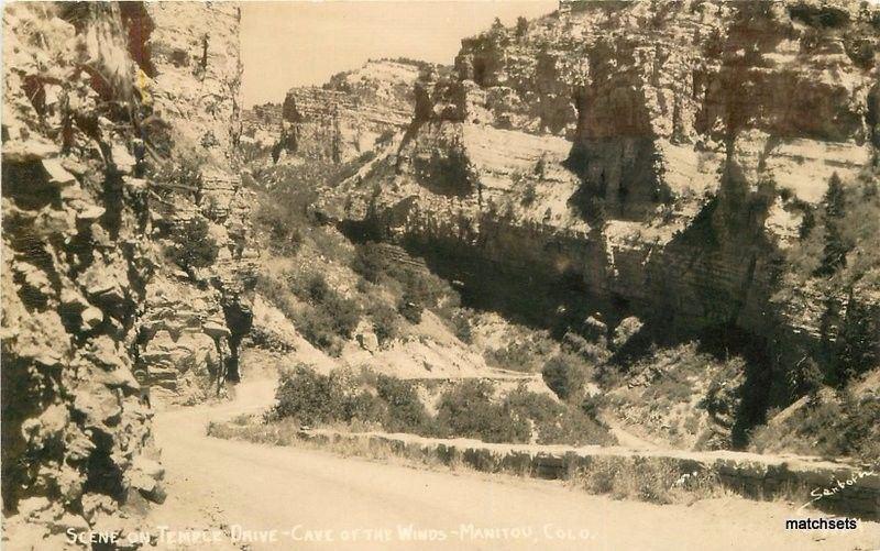 1940s Scene Tempe Drive Cave Winds Manitou Colorado Sanborn RPPC 1628