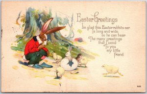 1922 Easter Greetings Rabbits Ear Is Long And Wide Posted Postcard