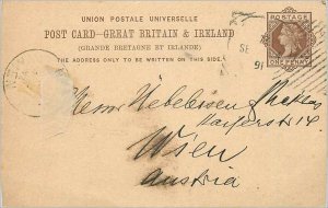 Entier Postal Stationery Postal Britain to Great Britain in 1891 Wien