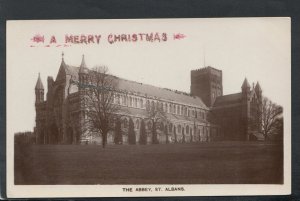 Hertfordshire Postcard - A Merry Christmas, The Abbey, St Albans   RS19663