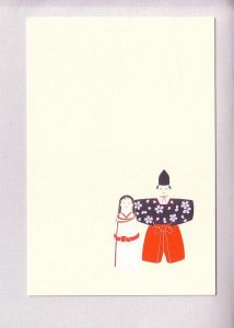 Japanese Art Postcard, Man in Red, Woman in White,