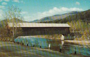 New Hampshire White Mountains Covered Bridge Over The Scenic Pemigewasset Riv...