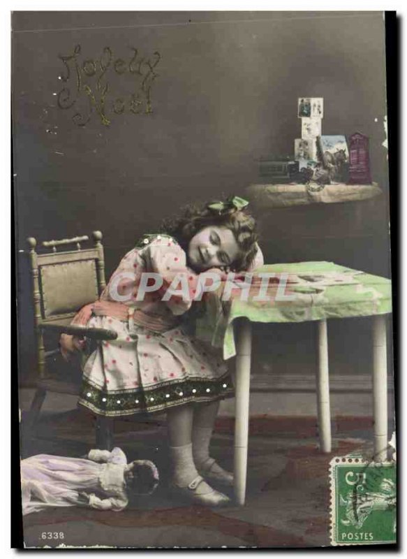 Old Postcard Fancy Doll Merry Christmas Child