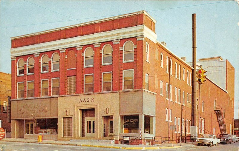 Cambridge Ohio 1950-60s Postcard Scottish Rite Temple Building