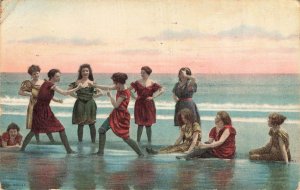 1907 Richmond Norfolk VA Postcard Women Fighting on Ocean Beach Vintage