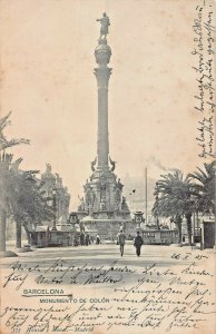BARCELONA SPAIN~MONUMENTO de COLON~1905 PHOTO POSTCARD TO MANNHEIM GERMANY