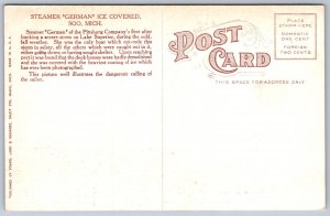 K24/ Soo Michigan Postcard c1910 Steamer Ship German Winter Ice 191