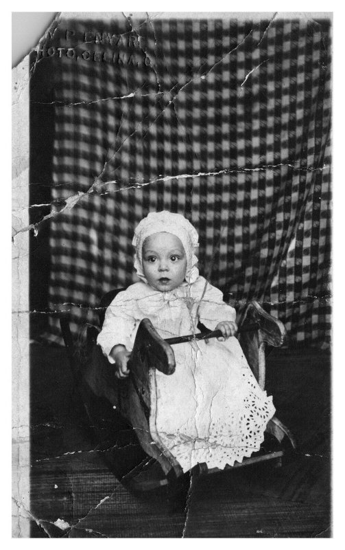 RPPC Postcard Baby in Wooden Rocking Horse Vintage - A5 