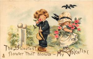 Raphael Tuck Series Valentine Children Young Boy and Girl Postcard