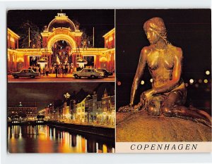 Postcard The Entrance to Tivoli by Night Copenhagen Denmark