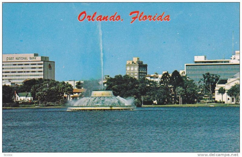 Centennial Fountain, Lake Eola and ever-changing skyline,Orlando, Florida, 40...