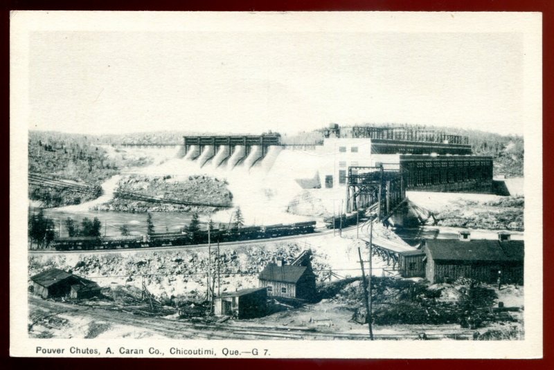 dc1151 - CHICOUTIMI Quebec Postcard 1930s Pouver Chutes. Railway Bridge