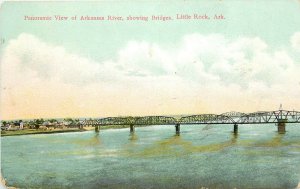 Wheelock Postcard View Of Arkansas River and Bridges Little Rock AR Pulaski Co