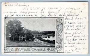 1904 CRAIGVILLE MASSACHUSETTS VALLEY AVENUE TO MONTELLO BROCKTON MASS POSTCARD