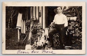 RPPC Rockaway OR Man Walter Showing Off His Household Goods Photo Postcard J32
