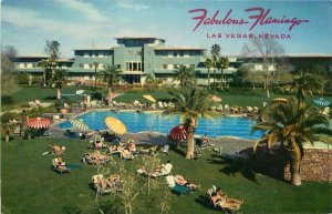 Flamingo Hotel, Las Vegas Nevada, Swimming Pool, Grounds, Guests, Vtg Postcard