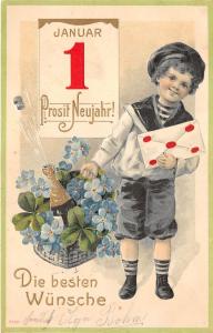 BG8537 champagne clover boy child neujahr new year greetings germany