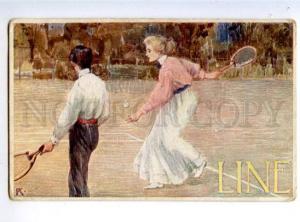 156719 TENNIS Line by PC Vintage B.K.W.I. postcard