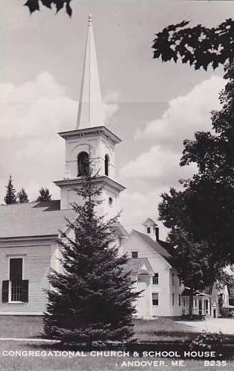 Maine Andover Congregational Church & School House  Real Photo RPPC