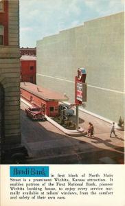 Autos 1950s Wichita Kansas Drive Through Bank postcard 2284