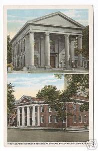 First Baptist Church Sunday School Columbia South Carolina 1920c postcard