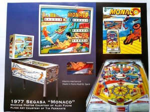 Monaco Pinball Machine Art Collage Ready To Frame Artwork Retro Mechanical Game