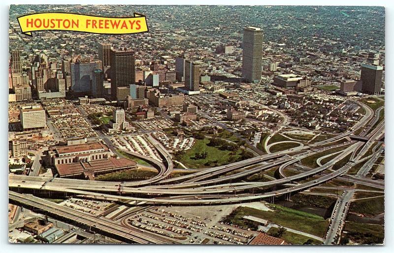 Postcard TX Houston Airview of Houston Freeways The Spaghetti Bowl E16