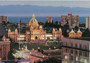 Canada Victoria Parliament Buildings At Dusk