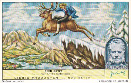 Liebig Trade Card s1733 Peer Gynt No 1 Peer Gynt's Fantastische rit