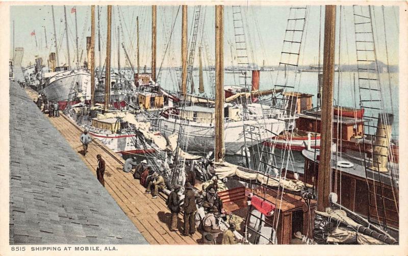 B56/ Mobile Alabama AL Postcard c1910 Shipping Mobile Sailboats Black Americana