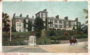 Windermere Rigg's Hotel Building Horse Carriage Cumbria England Vintage Postcard