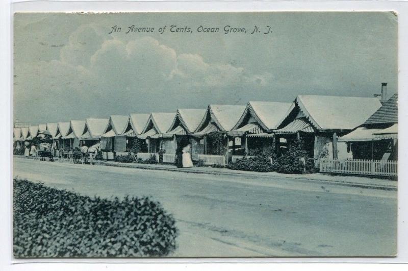 Tent Avenue Ocean Grove New Jersey 1907 postcard