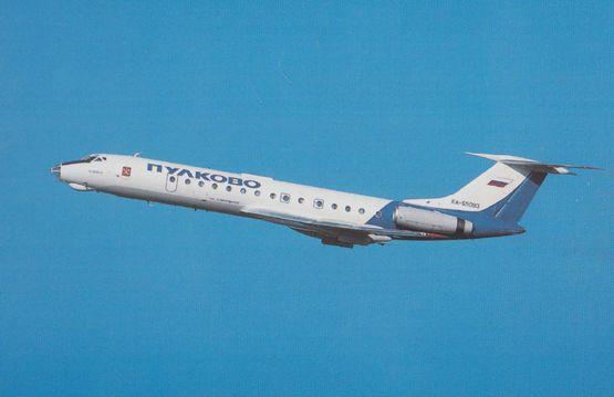 Tupolev 134a-3 RA 65093 Plane of Pulkovo Aviation at Rimini Airport Postcard