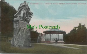 Channel Islands Postcard-Guernsey, Victor Hugo Statue and Candie Grounds RS28593