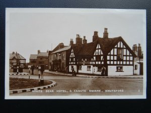 KNUTSFORD The White Bear Hotel & Canute Square Old RP Postcard by R.A. Series