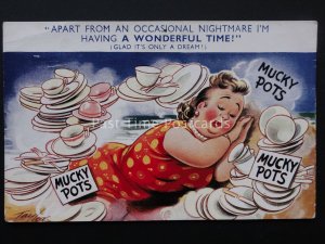 Comic Postcard MUCKY POTS - NIGHTMARE c1950/60's Bamforth 1580
