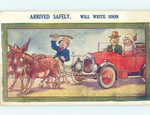 Bent Bamforth comic BROKEN DOWN CAR BEING TOWED BY MULES HJ1931
