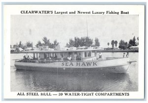 c1950's Twin Diesel Powered SEA HAWK Clearwater Beach Florida FL Postcard