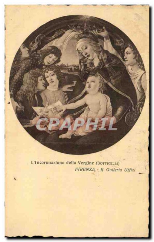 Old Postcard L & # 39Incoronazione della Vergine Florence Uffizi Gallery