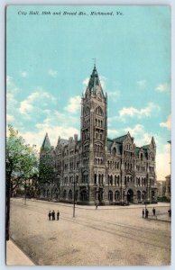 1912 RICHMOND VIRGINIA VA CITY HALL 10th & BROAD STREETS ANTIQUE POSTCARD