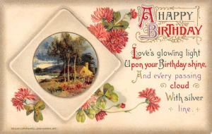 Group Of 4 Best Birthday Wishes Flower Scene Winsch Antique Postcards K98169