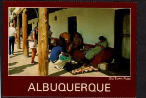 NM Old Town Plaza Albuquerque New Mexico Postcard Indians La Placita Dining Room