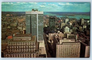 c1965 Montreal Quebec QC Canada Postcard Bird's Eye View Downtown Imperial Bank