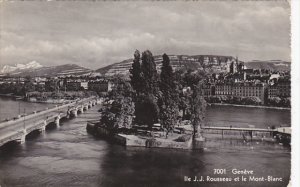 Switzerland Geneve Ile J J Rousseau et le Mont-Blanc 1940 Photo